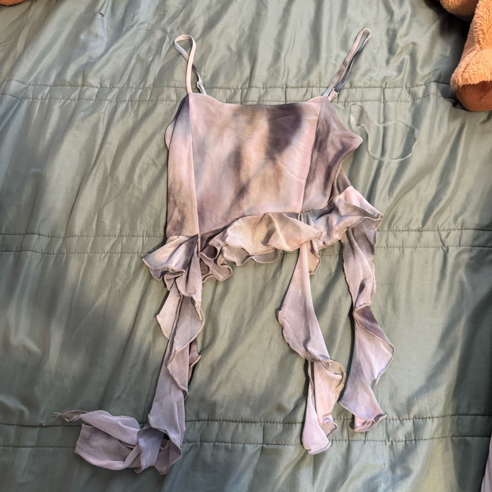 Full Tilt Gray Ruffled tank